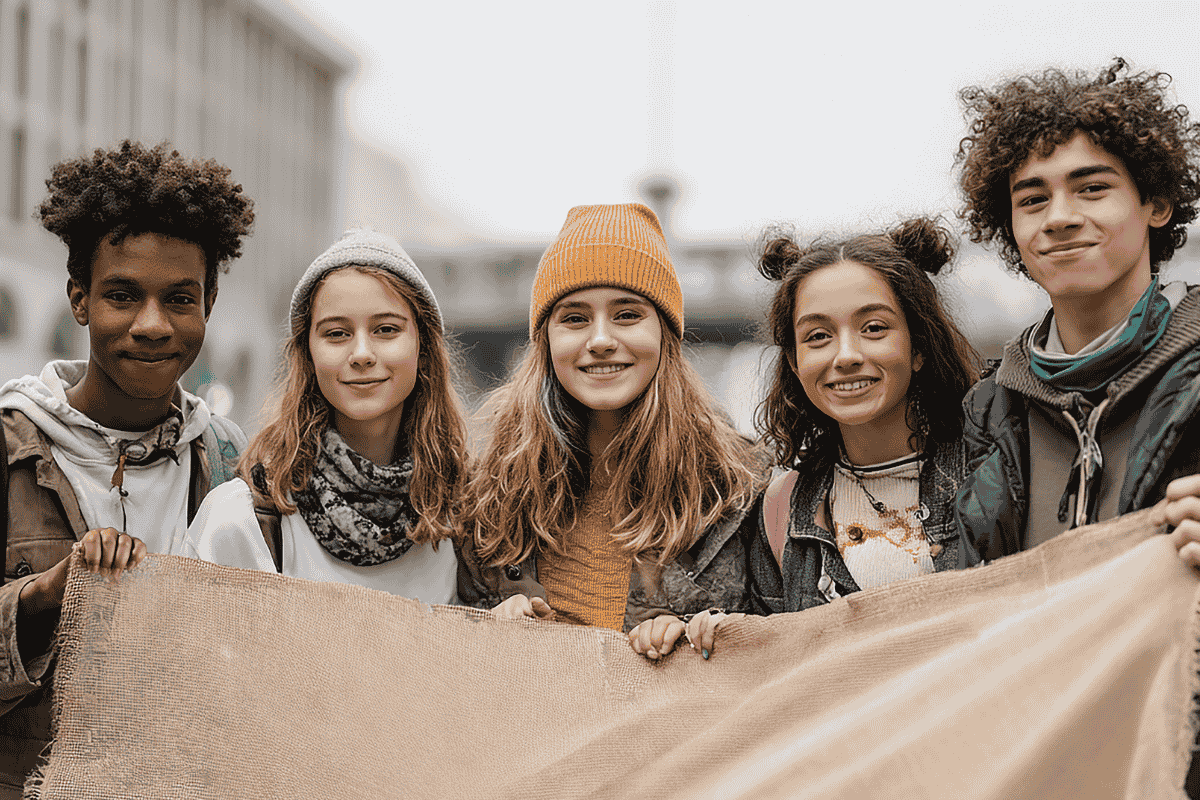 Youth group participating in a charity event